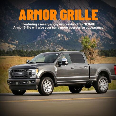 MEGAIE Front Grill Compatible with 2017-2019 F250 F350 F450 Super Duty, Matte Black Bumper Grille Guard w/Off-Road Lights in Saudi Arabia