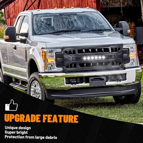 MEGAIE Front Grill Compatible with 2017-2019 F250 F350 F450 Super Duty, Matte Black Bumper Grille Guard w/Off-Road Lights in Saudi Arabia