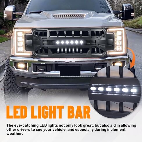 MEGAIE Front Grill Compatible with 2017-2019 F250 F350 F450 Super Duty, Matte Black Bumper Grille Guard w/Off-Road Lights in Saudi Arabia