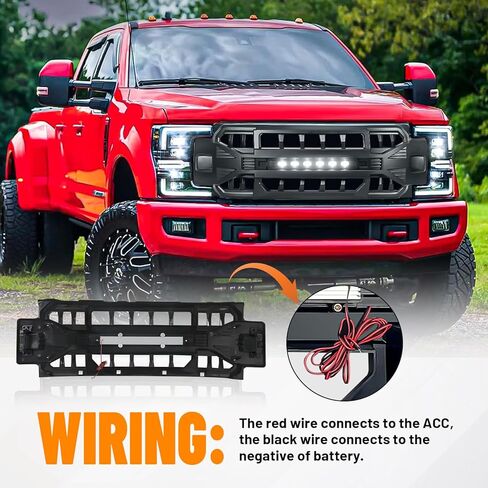 MEGAIE Front Grill Compatible with 2017-2019 F250 F350 F450 Super Duty, Matte Black Bumper Grille Guard w/Off-Road Lights in Saudi Arabia