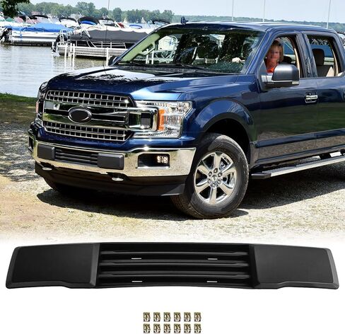 Black ABS Mesh Front Bumper Cover Lower Grille Trim Panel Replacement Fit 2015-2016 for Ford F-150 in Saudi Arabia
