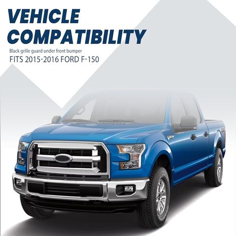 Black ABS Mesh Front Bumper Cover Lower Grille Trim Panel Replacement Fit 2015-2016 for Ford F-150 in Saudi Arabia