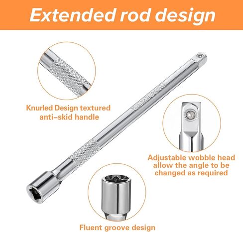 3 PCS 1/4 Drive 4 Inch Extension 2", 4", 6" Socket Extension Set 1/4 Set Socket Wrench Extensions (Silver) in Kuwait