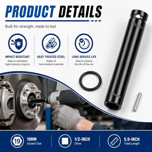 3/4" Extra Deep Socket Truck Cage Bolt Removal Tool – 1/2" Drive, Compatible with Truck Air Brakes & 800921 Cage Bolt Radius Corner Design in Kuwait
