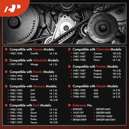 حزام سيربنتين A-Premium 42.12 بوصة لسيارة تويوتا، فورد، شيفروليه، هوندا، مازدا، ميركوري، ميتسوبيشي وبونتياك - كورولا، توروس، إسكورت، EXP، بروب، كامارو، نوفا، بريلود، 626 in Kuwait