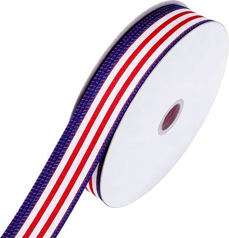 Songye Patriotic Wired Ribbon 1 Inch x 20 Yards, Red White Blue Striped Ribbon for 4th of July, Memorial Day, Independence Day, Gift Wrapping, Bow Making, Wreaths, DIY Crafts in Saudi Arabia