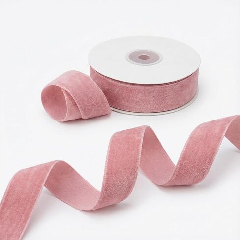 Pink Velvet Ribbon, 2.5 cm Wide and 10 Yards Long, with Velvety Edges, Suitable for Gift Wrapping, Christmas Decorations, DIY Crafts, and Fashion Accessories. in Kuwait