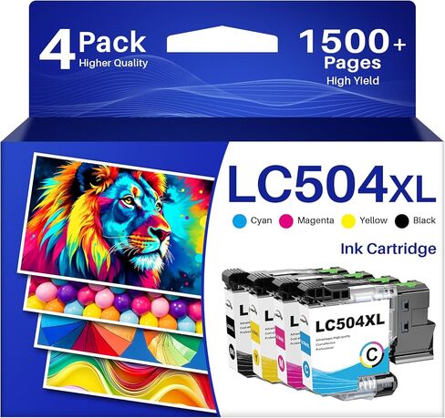 LC504 LC504XL Ink Cartridges Combo Pack Replacement for Brother LC 504 504XL High Yield Ink Cartridges Replacement for Brohter INKvestment MFC-J1355DW MFC-J1365DW MFC-J1367DW Printer, 4 Pack(B/C/M/Y) in Kuwait