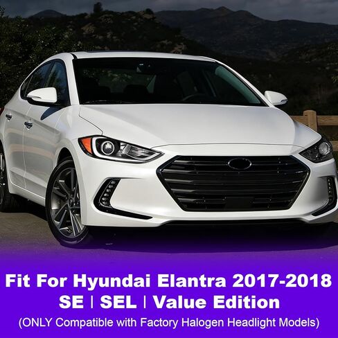 Headlight Assembly Compatible with 2017 2018 Hyundai Elantra Black Housing,Right Passenger Side in Kuwait