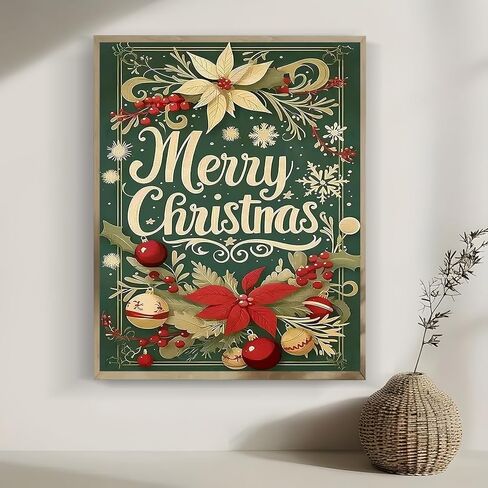 Merry Christmas Poinsettia Diamond Painting Kits for Adults, 5D Diamond Art Kits for Adults Beginners, DIY Full Round Drill Diamond Dot Painting Gem Art Kits for Adult, Home Wall Decor 11.8x15.7 Inch in Saudi Arabia