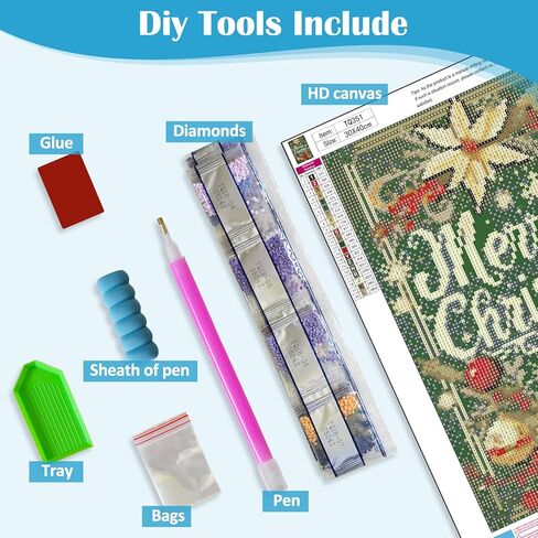 Merry Christmas Poinsettia Diamond Painting Kits for Adults, 5D Diamond Art Kits for Adults Beginners, DIY Full Round Drill Diamond Dot Painting Gem Art Kits for Adult, Home Wall Decor 11.8x15.7 Inch in Saudi Arabia