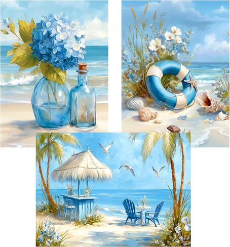 Yijingtop 4 Packs Summer Diamond Art Kits for Adults,Beach Diamond Painting Kits,5D DIY Diamond Art Painting,Gem Art for Adults fot Home Wall Decor 12x16inch in Saudi Arabia