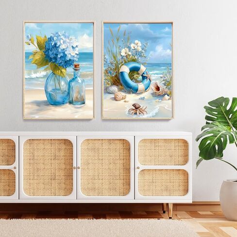 Yijingtop 4 Packs Summer Diamond Art Kits for Adults,Beach Diamond Painting Kits,5D DIY Diamond Art Painting,Gem Art for Adults fot Home Wall Decor 12x16inch in Saudi Arabia