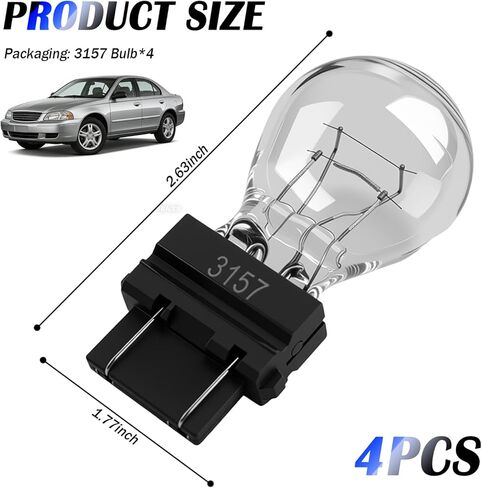 4PCS Car 3157 Bulb Replacement,12V 3157 Brake Light Bulb Compatible with Ford Escape Chevrolet Malibu Chrysler Dodge,3800K/P27-5W Halogen Tail Light Bulbs Car Accessories in Saudi Arabia