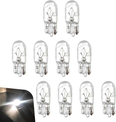 10 PCS Instrument Cluster Bulbs T10 168 192 Bulb, 12V 5W W5W Halogen License Plate Dash Light Bulbs, Universal for Most Cars, Trucks, SUVs (White) in Saudi Arabia
