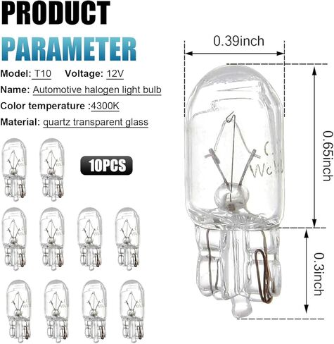 10 PCS Instrument Cluster Bulbs T10 168 192 Bulb, 12V 5W W5W Halogen License Plate Dash Light Bulbs, Universal for Most Cars, Trucks, SUVs (White) in Saudi Arabia