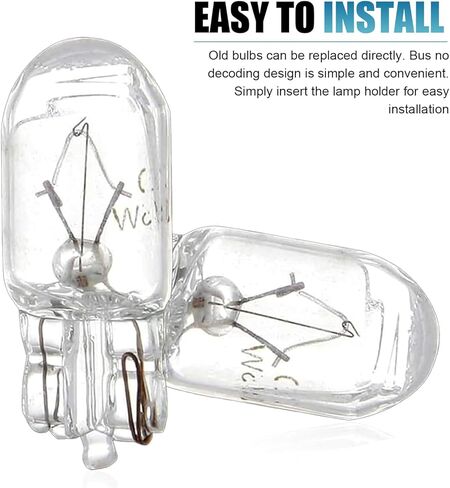 10 PCS Instrument Cluster Bulbs T10 168 192 Bulb, 12V 5W W5W Halogen License Plate Dash Light Bulbs, Universal for Most Cars, Trucks, SUVs (White) in Saudi Arabia