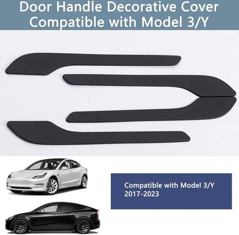Door Handle Cover ABS Compatible with Tesla Model 3/Y 2017-2023, Car Decoration Handles Cover for Model 3/Y Car Door Handle Decoration Exterior Cover Wrap Sticker Accessories-Matte Black 4 Pack in Saudi Arabia