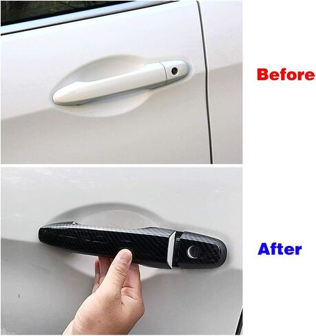 Compatible for Honda CRV CR-V Civic 2012 2013 2014 2015 2016 Exterior Door Handle Cover Trim ABS Carbon Fiber Color Decor Protective Cap (No Smart Enter Holes) in Saudi Arabia