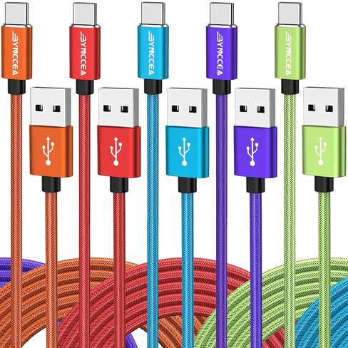 Bynccea USB A to USB C Cable 10ft-5 Pack USB Type C Cable Fast Charging Nylon Braided USB A to Type C Cable for Samsg Galaxy A15 A25 A35 A55 A54, S24 S23 S22 S21 S20 S10 S10E, Note 20 10, Moto G in Saudi Arabia