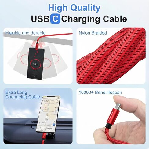 Bynccea USB A to USB C Cable 10ft-5 Pack USB Type C Cable Fast Charging Nylon Braided USB A to Type C Cable for Samsg Galaxy A15 A25 A35 A55 A54, S24 S23 S22 S21 S20 S10 S10E, Note 20 10, Moto G in Saudi Arabia