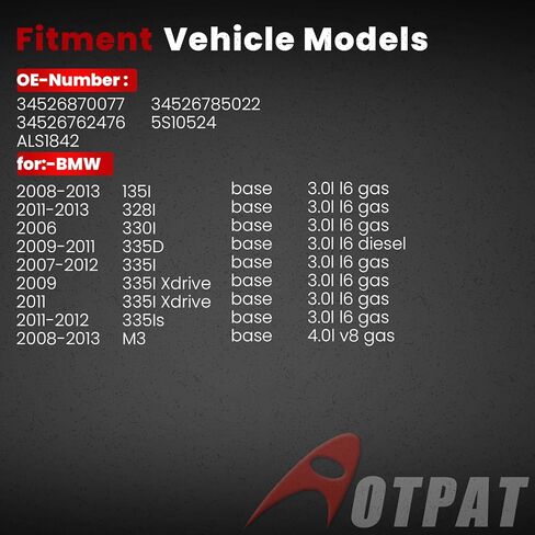 Rear Left or Right ABS Wheel Speed Sensor for:-BMW 135I 2008-2013, 328I 2011-2013, 335D 2009-2011, 335I 2007-2012, 335Is 2011-2012 3.0L L6, M3 2008-2013 4.0L V8, Replace# 34526870077, ALS1842 in Kuwait