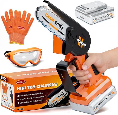 KidBloom Kids Gardening Set, Mini Electric Toy Chainsaw with Realistic Sound, Kids Tools Set with Gloves & Goggles, Toddler Outdoor Toys for Yard & Garden Pretend Play, Birthday Gifts for Boys 2 3 4 5 in Saudi Arabia