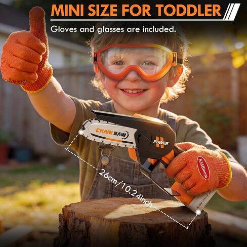 KidBloom Kids Gardening Set, Mini Electric Toy Chainsaw with Realistic Sound, Kids Tools Set with Gloves & Goggles, Toddler Outdoor Toys for Yard & Garden Pretend Play, Birthday Gifts for Boys 2 3 4 5 in Saudi Arabia