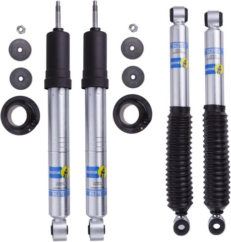 مجموعة Bilstein 5100 Series من الصدمات الأمامية القابلة للتعديل لارتفاع الركوب والصدمات الخلفية أحادية الأنبوب لعام 1996 2004 Tacoma 4WD مع رفع خلفي 1-1.5 بوصة | ملصق TrendsAuto | 24-249928 33-247717 33-247724 in Kuwait