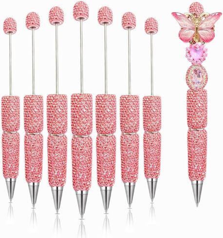 12Pcs Glitter Beadable Pens Full Rhinestone Fancy Pen for Beads Cute Journalling Pens for Women Fun Bling Ballpoint Pens Tween girls Gifts Trendy Stuff in Saudi Arabia
