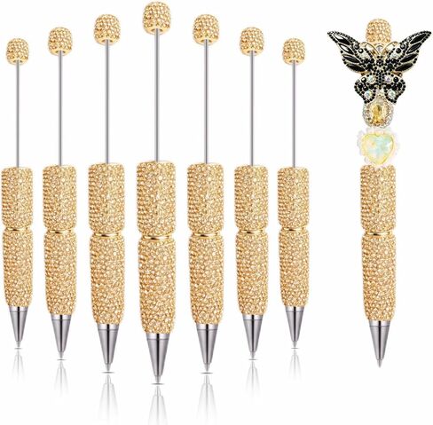 12Pcs Glitter Beadable Pens Full Rhinestone Fancy Pen for Beads Cute Journalling Pens for Women Fun Bling Ballpoint Pens Tween girls Gifts Trendy Stuff in Saudi Arabia