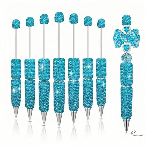 12Pcs Glitter Beadable Pens Full Rhinestone Fancy Pen for Beads Cute Journalling Pens for Women Fun Bling Ballpoint Pens Tween girls Gifts Trendy Stuff in Saudi Arabia
