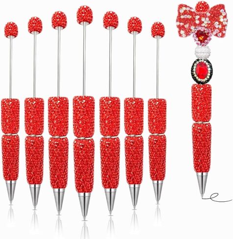 12Pcs Glitter Beadable Pens Full Rhinestone Fancy Pen for Beads Cute Journalling Pens for Women Fun Bling Ballpoint Pens Tween girls Gifts Trendy Stuff in Saudi Arabia