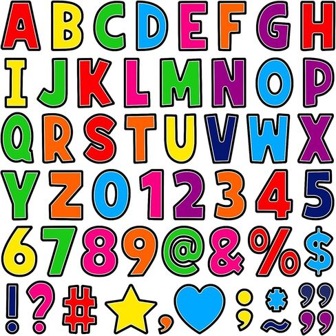 4 Inch Letter Stickers 115Pcs Large Bulletin Board Letters Big Alphabet Number Stickers Vinyl Self Adhesive Letters for Classroom Mailbox Poster Board Sign DIY Craft Wedding Party Decor(12,Colorful) in Saudi Arabia