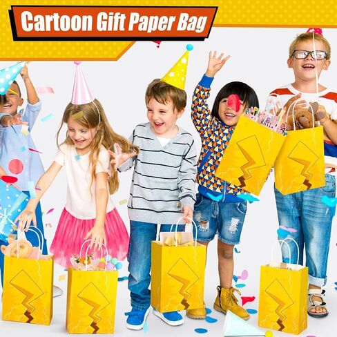 24 Pcs Cartoon Paper Bags Animation Party Gift Bags Red Kraft Treat Bag with Handle Birthday Party Supplies Paper Goodie Bags 8 x 5.1 x 3.1 Inches for Birthday Theme Supplies Baby Shower Decorations in Kuwait