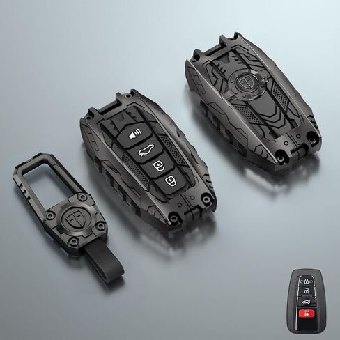 Mech Style Heavy Metal Key Fob Cover, Compatible with Toyota 4 Button, Zinc Alloy Key Case Protector (1 Pcs, B-Style) in Kuwait