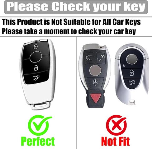 Soft TPU & Leather Key Fob Cover Compatible with Mercedes Benz A C E G S Class,CLA CLS GLA GLC GLE GLS GLK GL GT SLC SL SLK SLS, with Keychain & Metal Blessing Tag (4 Button Black) in Saudi Arabia