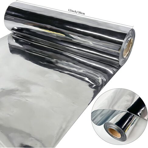 12 Gauge Silvery Mirror TPU Fabric, 12" Wide x 10 Yards, Soft Mirror TPU, Crafting Apparel Upholstery Vinyl Fabric, Handbag, Cosplay Fabric, Waterproof Fabric in Kuwait