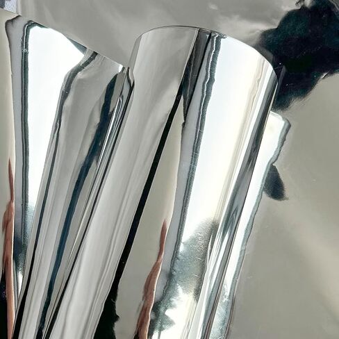 12 Gauge Silvery Mirror TPU Fabric, 12" Wide x 10 Yards, Soft Mirror TPU, Crafting Apparel Upholstery Vinyl Fabric, Handbag, Cosplay Fabric, Waterproof Fabric in Kuwait