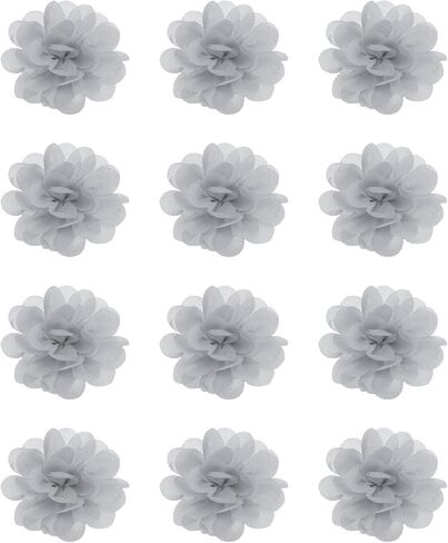 PATIKIL Chiffon Flowers, 12Pcs 2" Sewing Fabric Flower Appliques Embellishments for DIY Crafts Clothing Headbands Wedding Party Decoration, White in Kuwait