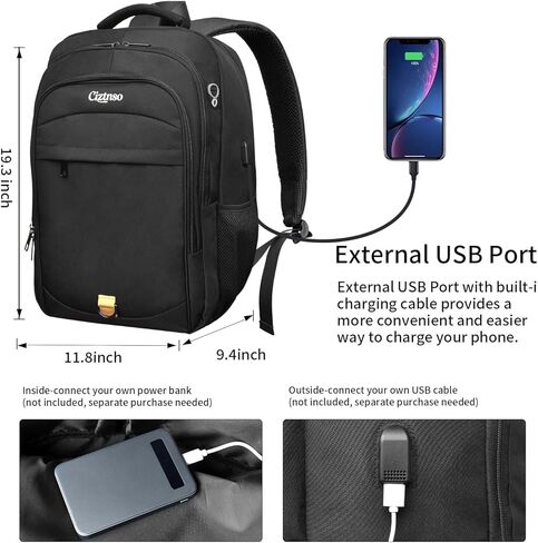 Durable 15.6 Inch Laptop Backpack, Anti-Theft Business Travel Backpack with USB Charging & Multiple Compartments, Water-Resistant Expandable Computer Bag for College and Work - Black in Saudi Arabia