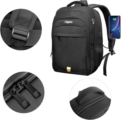 Durable 15.6 Inch Laptop Backpack, Anti-Theft Business Travel Backpack with USB Charging & Multiple Compartments, Water-Resistant Expandable Computer Bag for College and Work - Black in Saudi Arabia