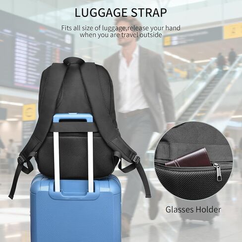 Durable 15.6 Inch Laptop Backpack, Anti-Theft Business Travel Backpack with USB Charging & Multiple Compartments, Water-Resistant Expandable Computer Bag for College and Work - Black in Saudi Arabia