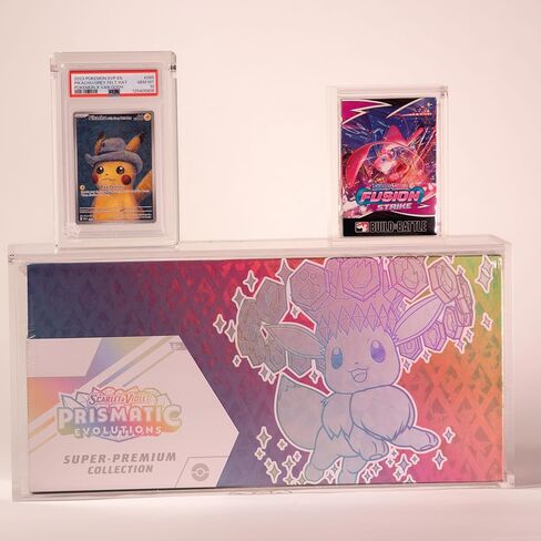 Acrylic Prismatic Evolutions SPC Case | Clear Secure Sliding Magnetic Lid 6MM | Hard Plastic Glass for Pokemon Scarlet & Violet Prismatic Evolutions Super Premium Collection Display Case Storage Box in Saudi Arabia