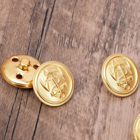 40 Pcs Metal Gold Blazer Buttons Set,15mm 18mm 20mm 23mm Size Gold Anchor Blazer Buttons, Antique Coat Button for Suit Jacket, Uniform, Overcoat, Sewing Craft Button in Kuwait