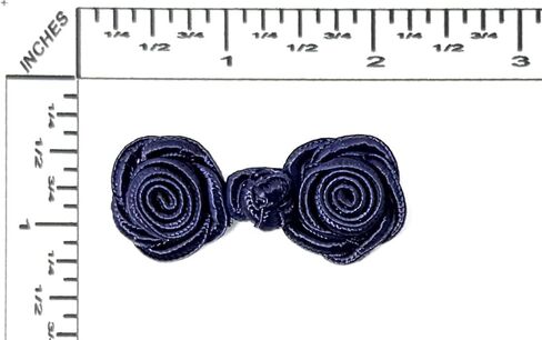 Handmade Chinese Frogs Button Closures Sewing Coats Capes Jackets Renaissance Dance Hawaiian Bridal Costumes - Dark Navy Blue - Beautiful Rose Flower- 1" x 2.5"- 1 Pair/Pack in Saudi Arabia
