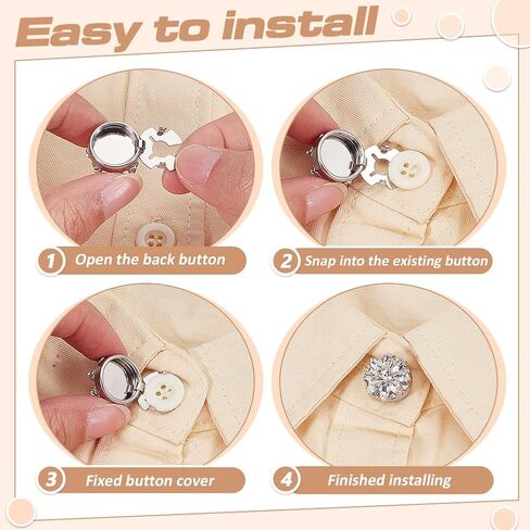 MAYJOYDIY 8 Pcs Sliver Flower Rhinestone Button Covers Crystal Embellishments Detachable Snap On Clear Crystal Jewelry Cufflinks Buttons for Women Men Dress Suit Cuff Tux Shirt Accessories, 0.7" in Kuwait