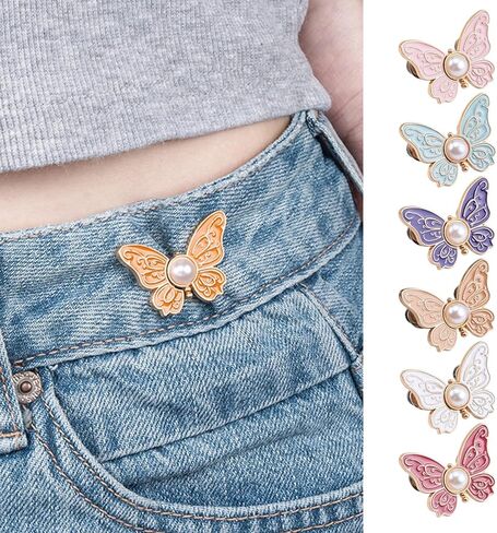 2 Pairs Waist Tightener for Pants Women, Butterfly Button Pins for Loose Jeans Detachable Buckles for Skirts&Short in Kuwait