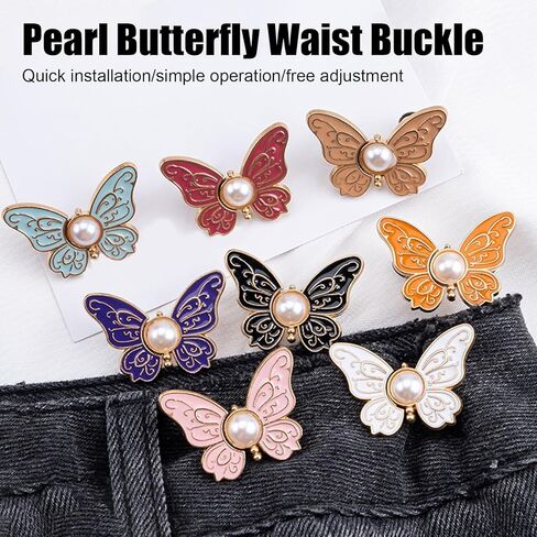 2 Pairs Waist Tightener for Pants Women, Butterfly Button Pins for Loose Jeans Detachable Buckles for Skirts&Short in Kuwait