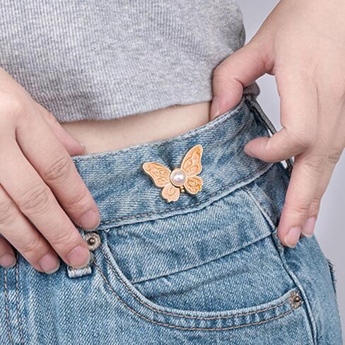 2 Pairs Waist Tightener for Pants Women, Butterfly Button Pins for Loose Jeans Detachable Buckles for Skirts&Short in Kuwait